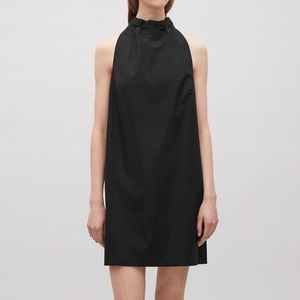 COS high neck shift dress, black cotton